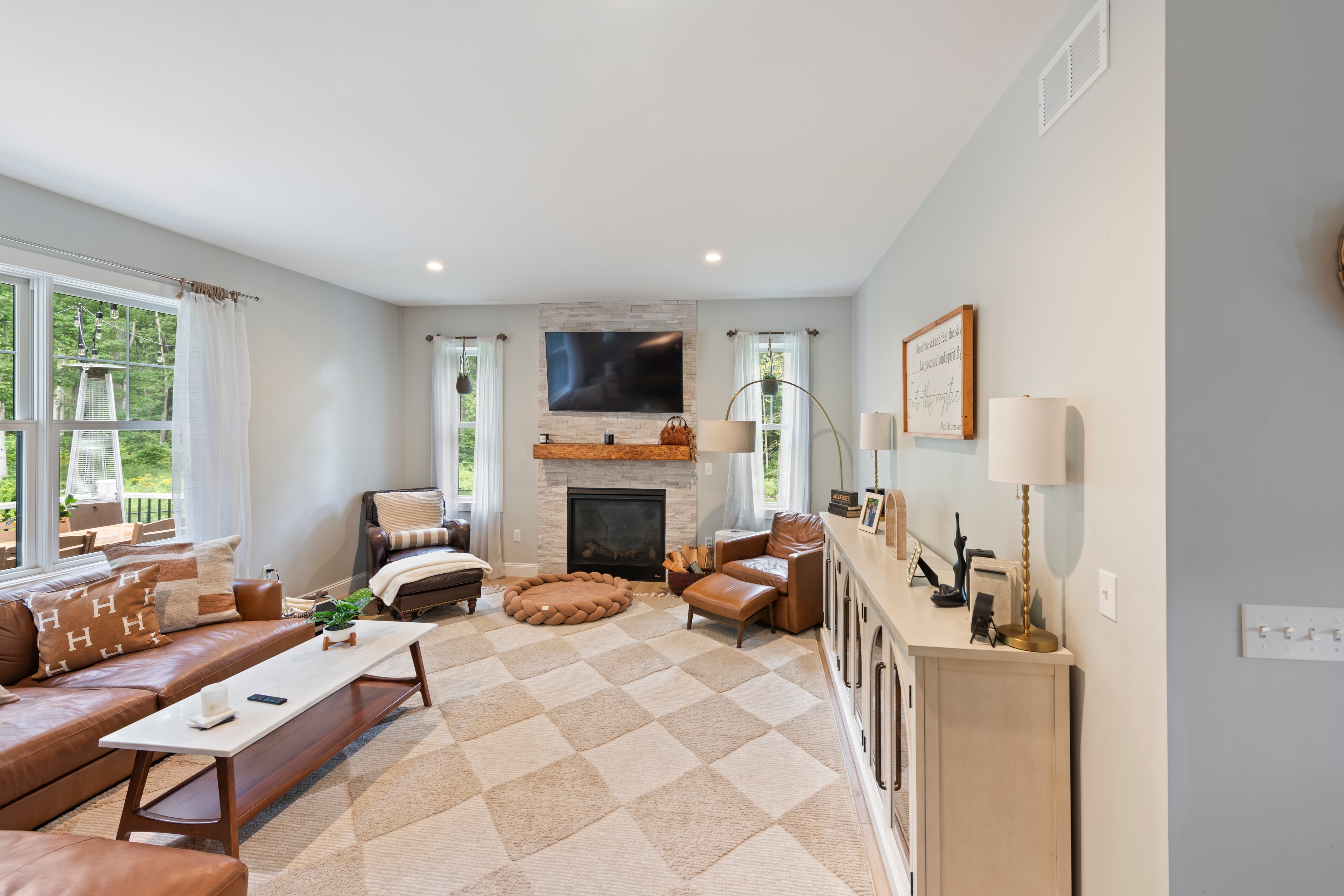 Living room with fireplace